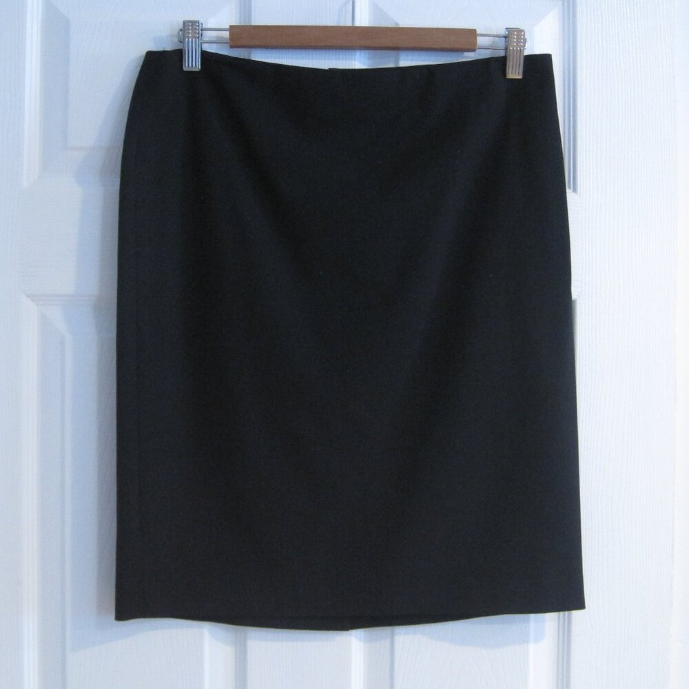 Theory Wool Blend Black Pencil Skirt Size 8 Made In USA Workwear Capsule Office